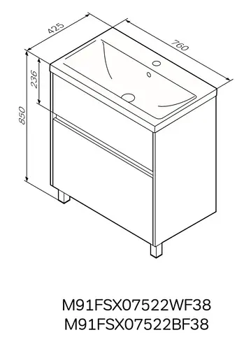Тумба підлогова AM.PM GEM S 75 см з умивальником M91-FSX0752-WC0752WF38 - фото 9