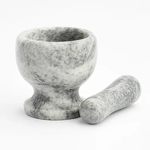 Ступка с пестиком керамическая с дизайном под мрамор, Kitchen Master Серый 87663 - фото 1