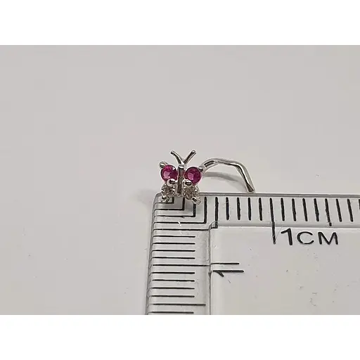 Срібна сережка-пірсинг в ніс Dear. 1041.4С Рожевий - фото 4