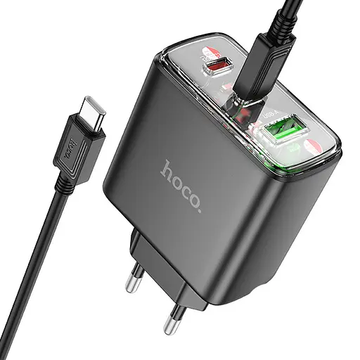 МЗП Hoco CS44A Smart PD65W (2C1A) + Type-C to Type-C Black - фото 2