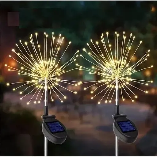 Светильник газонный Фейерверк на солнечной батарее 120LED 40 линий теплый белый 2 шт