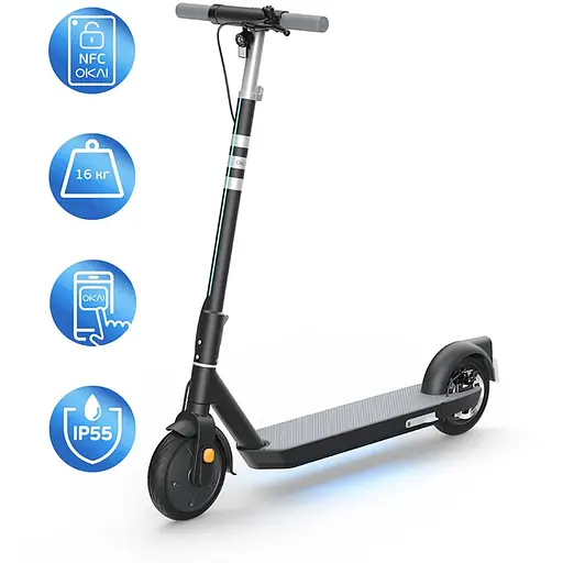 Електросамокат OKAI ES20-NEON 9", 300 (600)W, 9.8Ah, 40km, 25km\h, 20%, NFC, App, Black