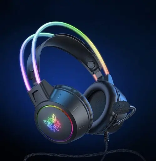 Ігрові провідні навушники Onikuma X15 Pro з висувним мікрофоном, шумозаглушенням і LED підсвічуванням Чорний - фото 2