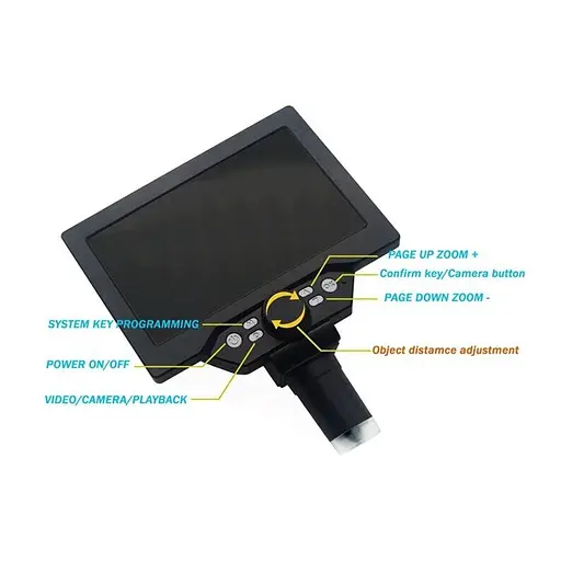 Мікроскоп цифровий з 7" дюймовим LCD екраном і підсвічуванням GAOSUO G1200HDB, зі збільшенням до 1200X, з акумулятором (100650) - фото 6