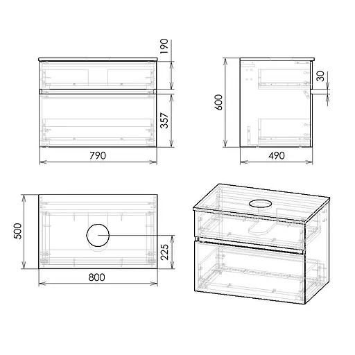 Тумба підвісна Imprese Blatna L з умивальником 80 см деревина f32108Dr Венге - фото 2
