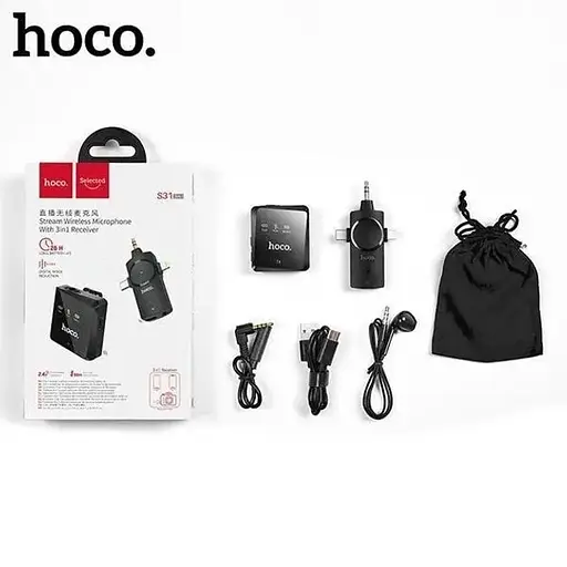 Микрофон петличка беспроводной HOCO S31 Stream Wireless Microphone + Receiver 3in1 (USB-C 3.5mm Lightning) - фото 3