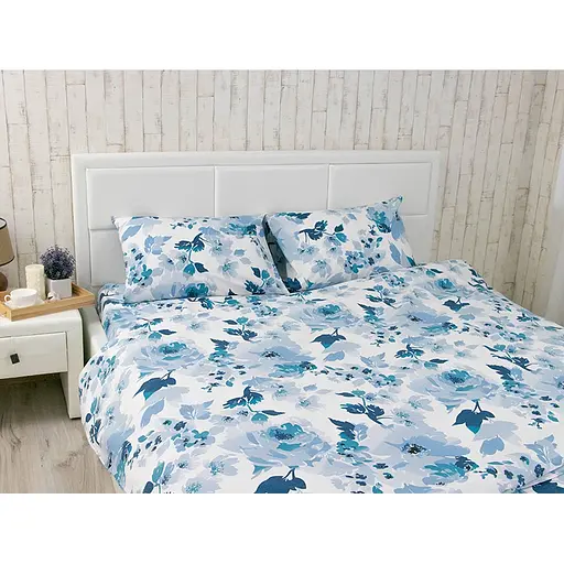 Комплект постельного белья Руно евро бязь набивная Blue flowers (845.114 Blue flowers)