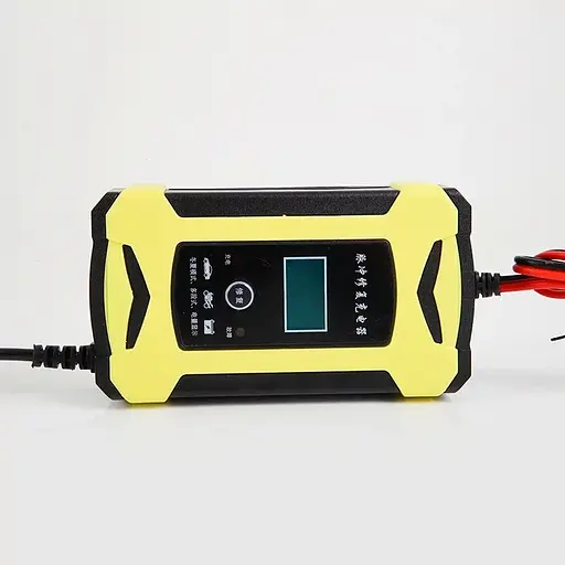 Автомобільний зарядний пристрій Foxsur 12V 6A для акумуляторів з дисплеєм LCD (Жовтий) - фото 5