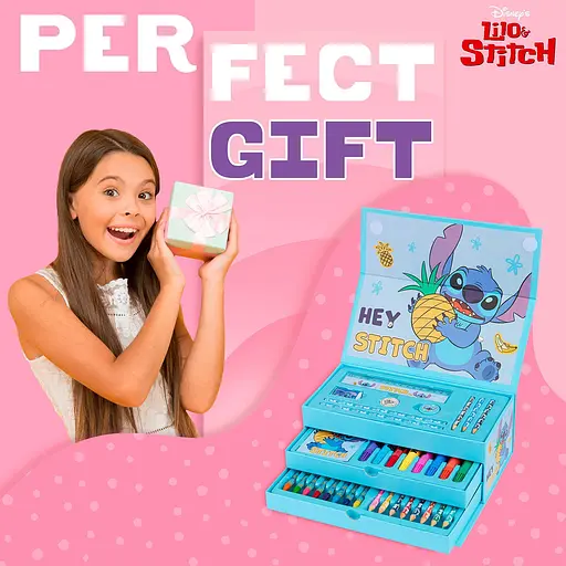 Набор Disney Stitch Art Set для детей, футляр для раскрашивания с карандашами, мелками, блокнотом - фото 2