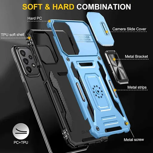 Ударостійкий чохол Camshield Army Ring для Samsung Galaxy A13 4G / A04s Блакитний / Light Blue - фото 3