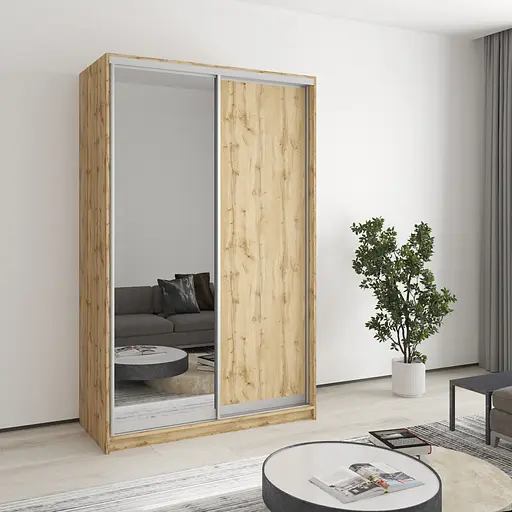 Шафа-купе дводверна MebelStar Стандарт AL ДСП/Дзеркало 130x60x210 см Дуб тахо (MBS-3471)