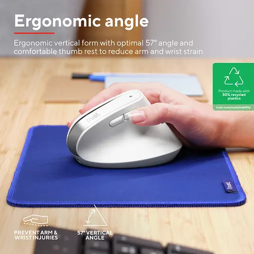 Мишка Trust Bayo+ Ergonomic Wireless/Bluetooth White (25399) - фото 12