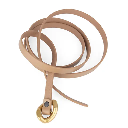 Ремень кожаный женский узкий бежевый HC-1001 (120 см) под платье - фото 4