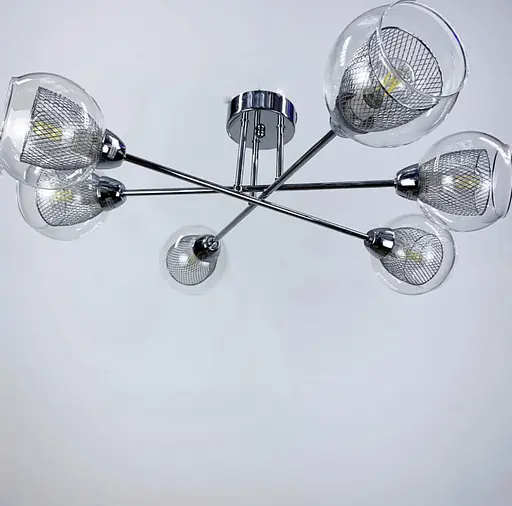 Cвітильник в корпусі метал кольору хром з подвійним плафоном | Арт. 1718/6 CH+CL | Line F - фото 3