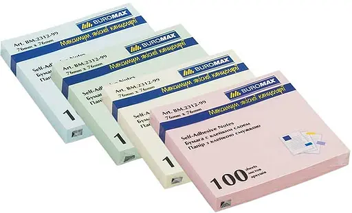 Блок для заметок, 76x76 мм, 100 листов, 4 шт. в упаковке (в ассортименте) - фото 2