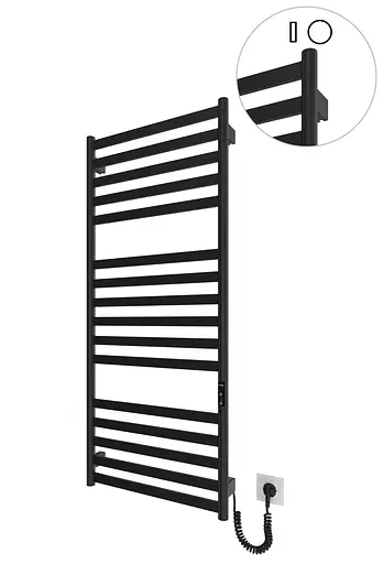 Електрична рушникосушарка HF York 1170x530 black matte 6.1.0503.06.BM, Чорний матовий, універсальне (коннектор), Електронний - фото 1