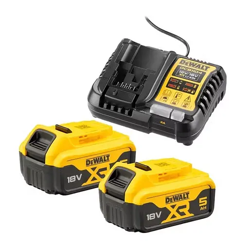 Зарядный комплект DeWalt зарядное устройство + 2 аккумулятора XR 18V 5Ah (DCB1104P2) - фото 1