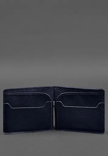 Кожаное портмоне 13.0 зажим синий краст - фото 5