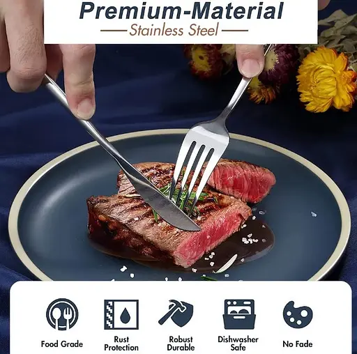 Набор столовых приборов серебристый из нержавеющей стали 18/10 на 4 предмета - фото 2