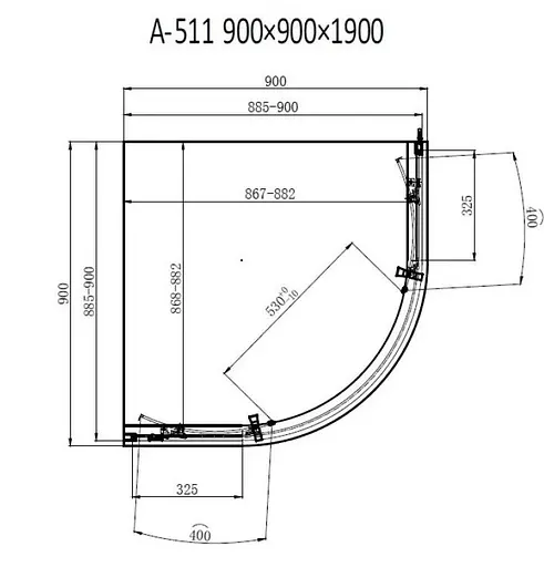 Душевая кабина Dusel A-511 90x90x190 прозрачная, Универсальная, прозрачная, хром, 90x90 - фото 2