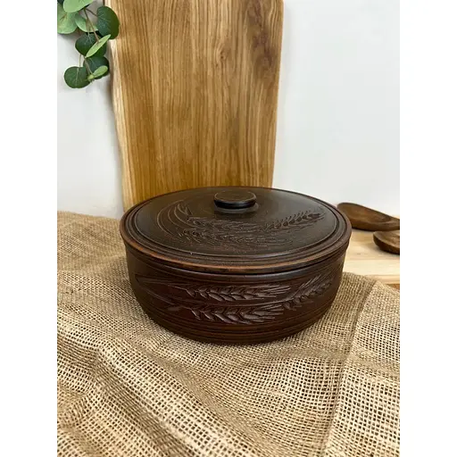 Супник 2.5 літра керамічний (глиняний) різьблений Колосок - фото 3