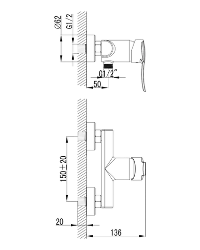 Смеситель для душа Imprese Nova Vlna 15135 Хром - фото 2