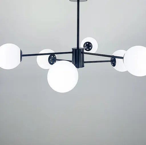 Мінімалістична люстра на 6 білих матових плафонів Line.F CD 111/6 BK - фото 3