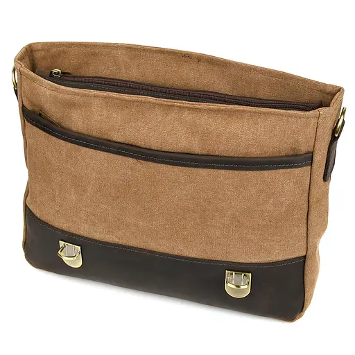 Мужской портфель из канваса и кожи наппа TARWA 36х27х10 см sum0028406 - фото 7