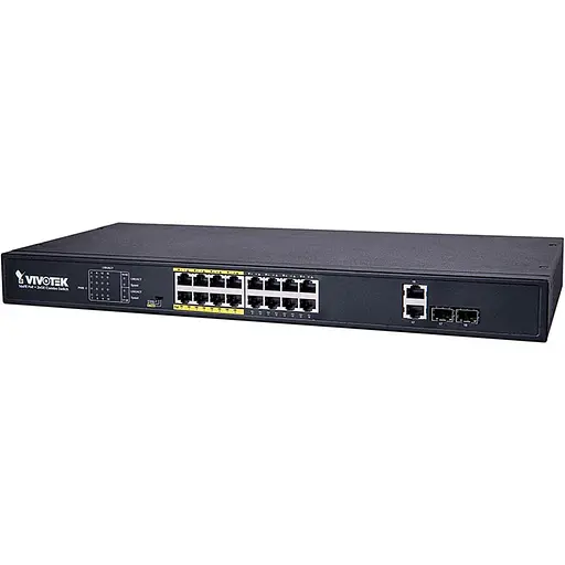 Коммутатор Vivotek AW-FGT-180D-250, Unmanaged 16xFE PoE + 2xGE Combo Switch (AW-FGT-180D-250) - фото 1