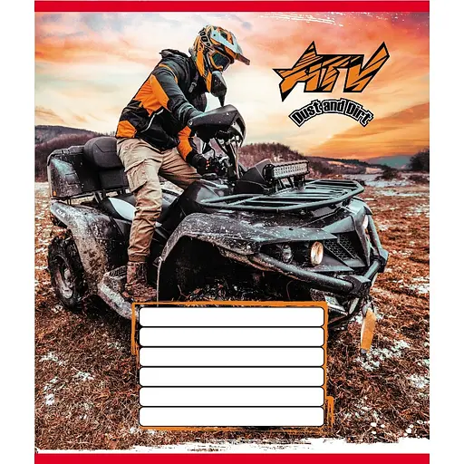 Тетрадь ученическая Квадроциклы 012-510232C-5 в косую линию, 12 листов