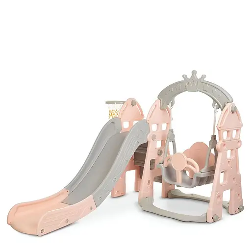 Дитяча гірка-гойдалка BAMBI HOUSE-8 з баскетбольним кільцем, ш146-г183-в120см, рожева - фото 4