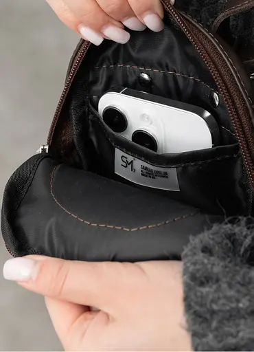 Женская кожаная сумка Sambag Modena для телефона коричневая 19 х 11 х 3 см (96199170) - фото 5