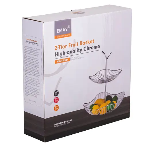 Фруктовница Elisey Летний Блюз металлическая двухъярусная серебро 28x36.5 см (9203-024) - фото 3