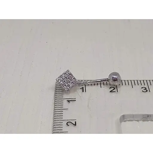 Срібна сережка для пірсингу Астор пупка з фіанітами. 818-2112Р - фото 3