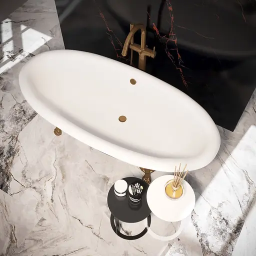 Ванна отдельностоящая матовая Amdcon Olmpa 180x90 черная из литого камня бронзовые ножки OLMPA_180_nzhk-br_BLACK_MAT Черный матовый - фото 4