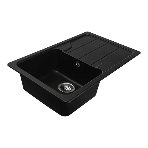 Гранітна мийка для кухні VALESO VERONA 7850 матова чорна - фото 2