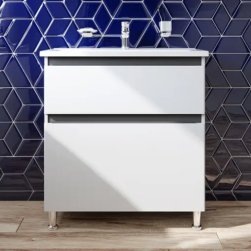 Тумба з умивальником AM.PM X-Joy підлогова 80 см 2 ящики білий M85-FSX0802-WC0802WG38 Білий - фото 2