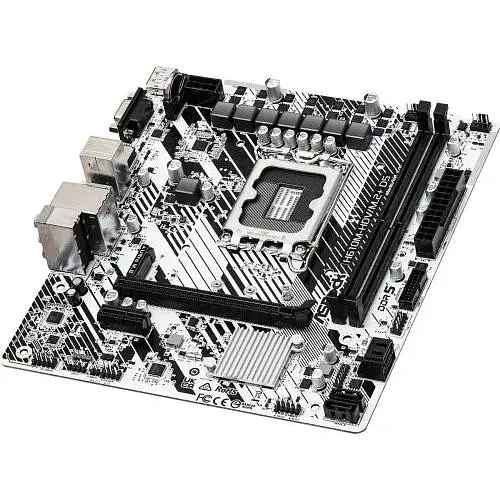 Материнская плата ASRock LGA1700, H610M-HDV/M.2+ D5, H610, 2xDDR5, Int.Video(CPU), 4xSATA3, 1xM.2, 1xPCI-E 4.0 x16, 1xPCI-E 3.0 x1, ALC897, RTL8111H, 4xUSB3.2/6xUSB2.0, VGA/HDMI/DP, MicroATX - фото 4