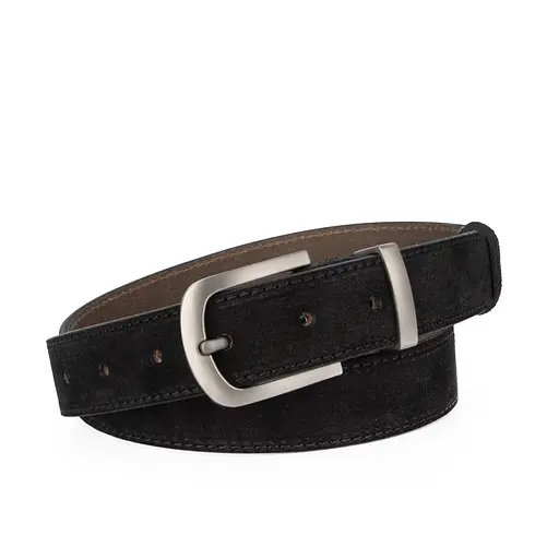 Ремінь жіночий замшевий JK-3049 чорний зі срібною пряжкою (105 см) - фото 1