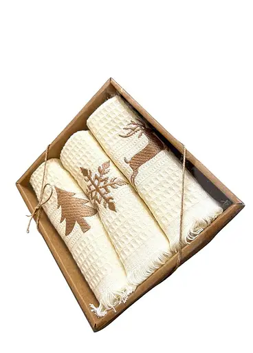 Набір 3 вафельних рушників Nilteks кухонні 40х60 см New Year's різнобарвний TC303376103