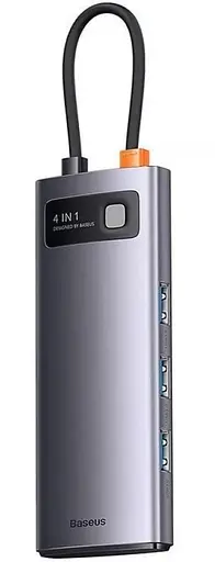 USB-Хаб Baseus Metal Gleam Series 4-in-1 (4xUSB3.0) gray (WKWG070013) - фото 3