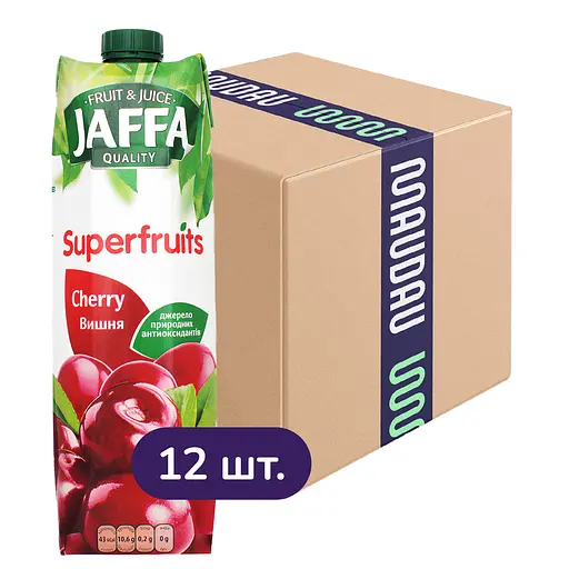Упаковка нектару Jaffa Вишневий 11.4 л (950 мл х 12 шт.)