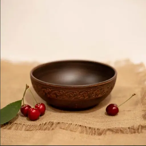 Піала 0.5 літра керамічна (глиняна) різьблена коричнева