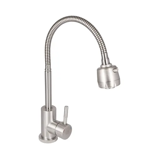 Смеситель для кухни Lidz Aria 015F41 с гибким изливом (k35) LDARI015F41NKS45306 Nickel Нержавеющая сталь - фото 1