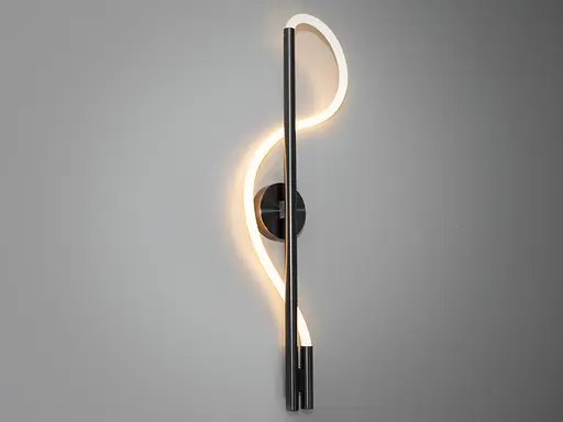 Сучасний настінний світлодіодний світильник шланг, 14W, чорний хром - фото 2