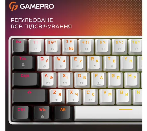 Клавіатура ігрова механічна GamePro GPMK-130BW USB Red Outemu Swithes Hot-Swap Black-White - фото 7