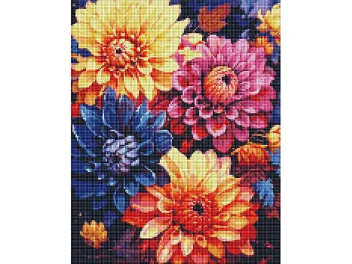 Алмазна мозаїка Ideyka Барвисті жоржини (40х50 см) - фото 1
