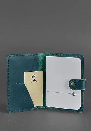 Кожаная обложка для паспорта 3.0 зеленая - фото 3