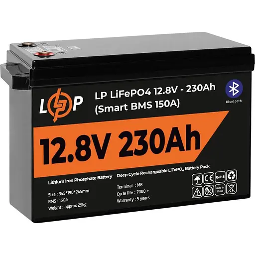 Акумулятор LogicPower LiFePO4 Smart BT 12V 12.8V/230Ah/2944Wh Smart BMS 150А (20199) [109293] - фото 2