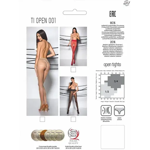 Эротические колготки Passion Tiopen 001 nero 1/2 (20 den) с вырезом и кружевом на поясе - фото 3